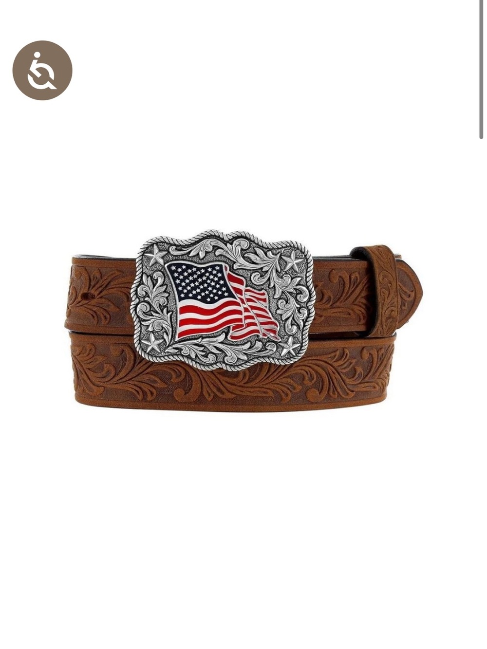 Justin Brand Boys, American flag leather belt size 28